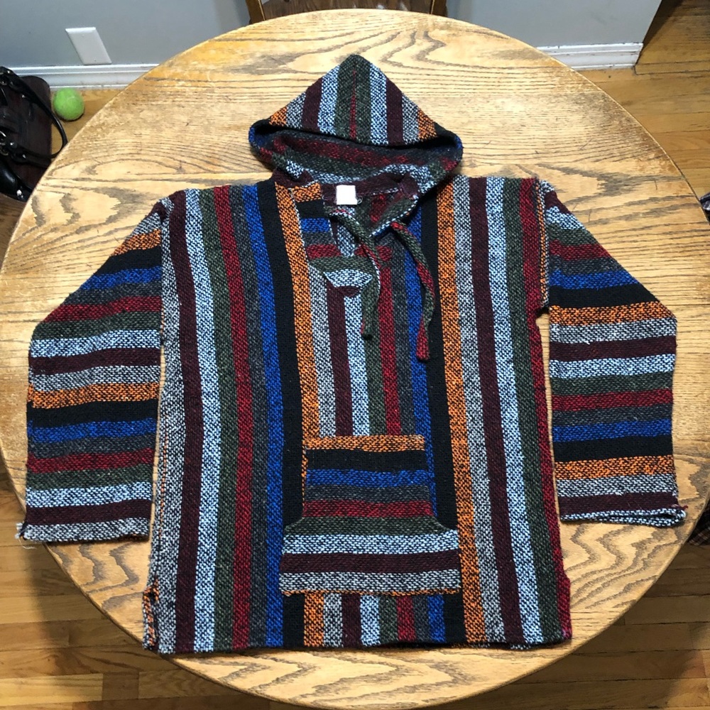 Red Green Orange and Blue Baja Hoodie